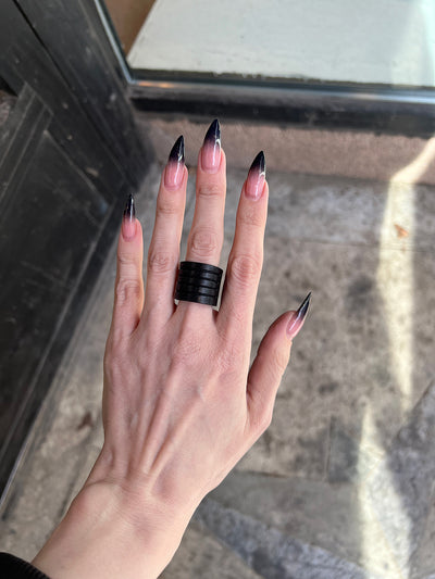 Ribbed leather ring