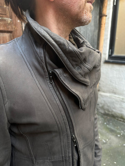 JULIUS High neck lamb leather jacket