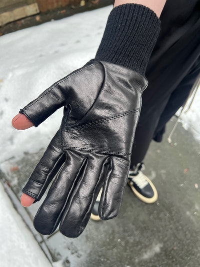 Rick Owens Luxor Short ribcuff leather gloves