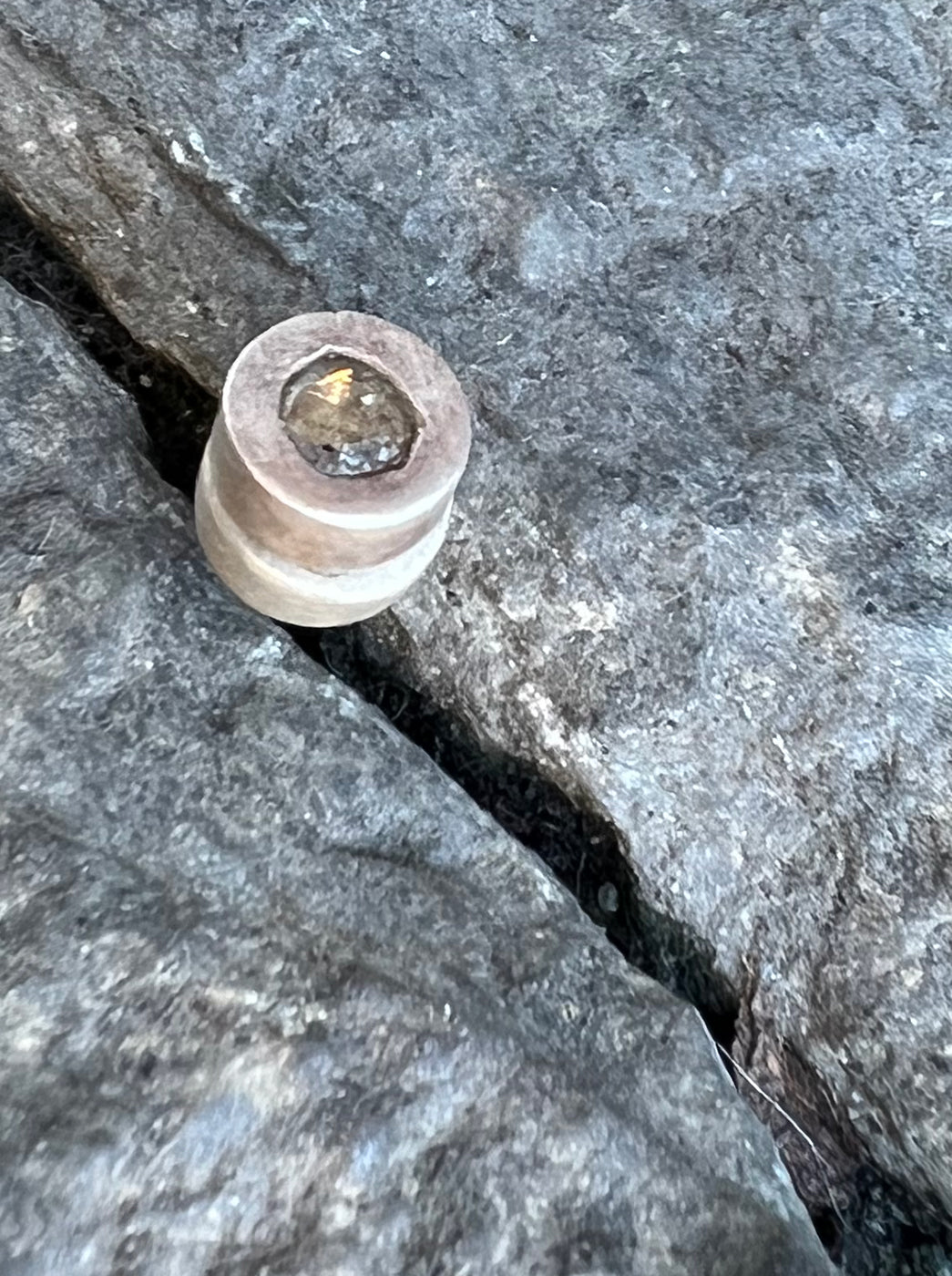 Tiny faceted diamond slab stud earing