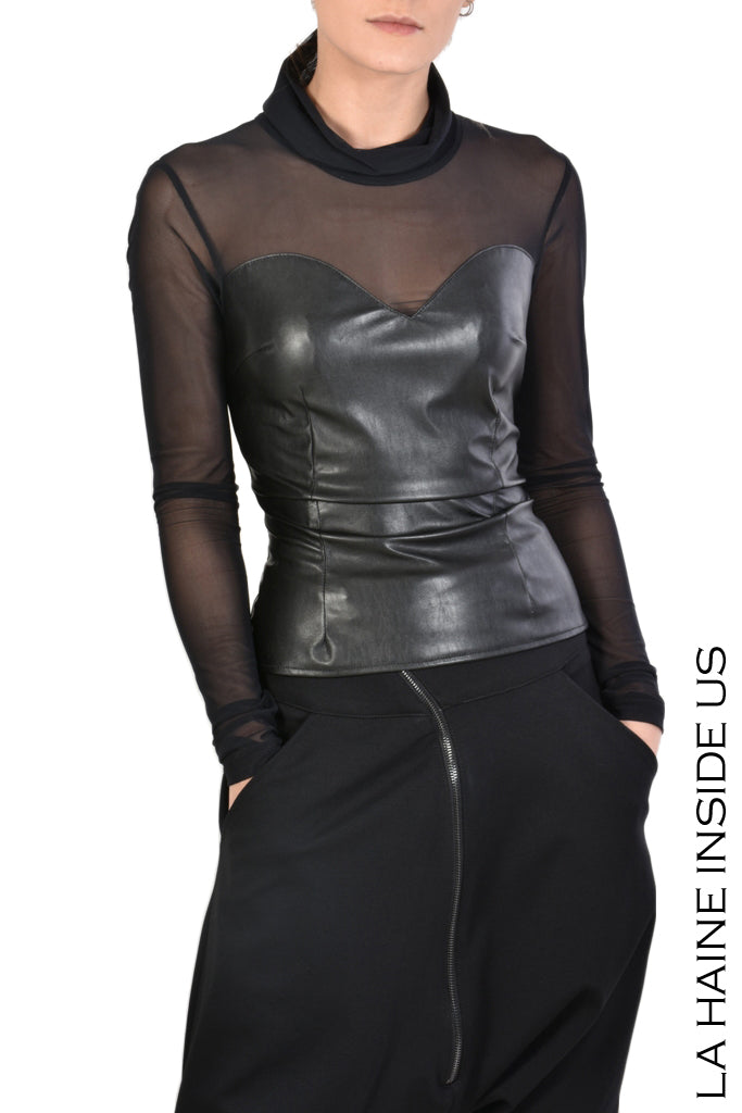 Dallas tulle eco leather bustier top
